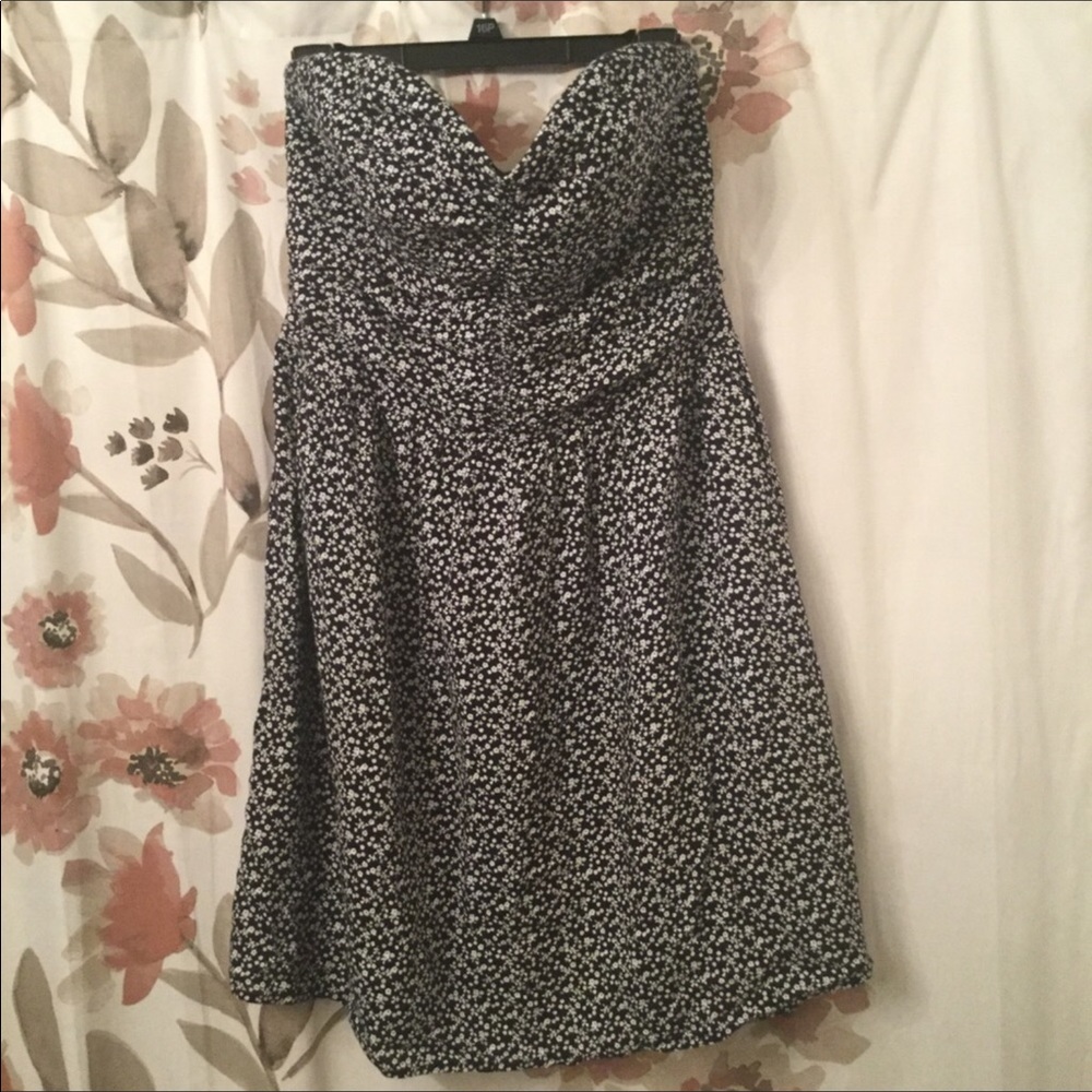 NWOT, dark blue/white cotton dress, pockets👋